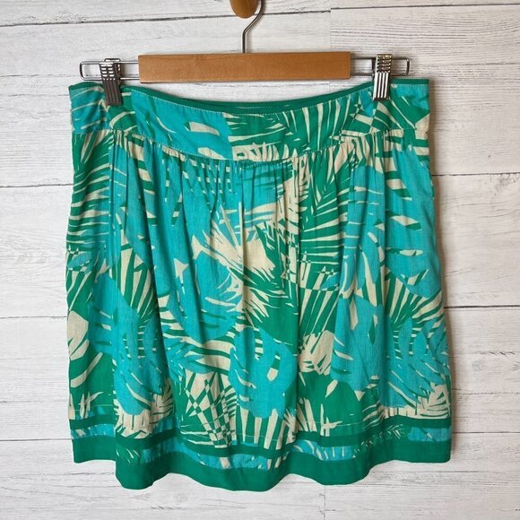 Ann Taylor Loft Skirt Womens SZ 4 Tropical Foliage A Line Palm Print Mini Aloha - Picture 14 of 16